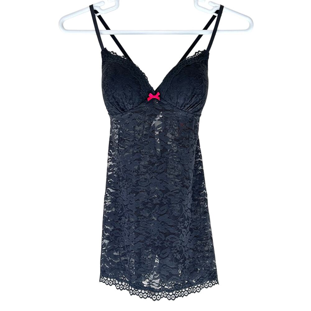New Black Lace Babydoll Chemise Slip Dress Size Small Coquette Gothic Lingerie S